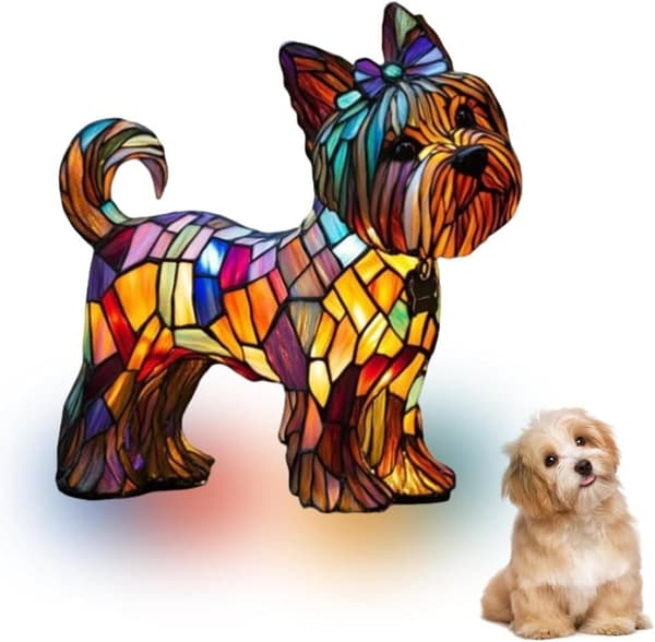Bomclap - Hundlampa i resin, mysigt belysning för hemmet. Söt 3D-hund bordslampa/nattlampa med USB, perfekt inredning & present