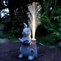 Miniatyrbillede 1 af 8: Bomclap kanin solcelle havestatuer, harpiks kanin figur læsebog og 7-farve farveskiftende optisk fiber med solcellebelysning, udendørs statue til