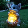 Miniatyrbillede 4 af 8: Bomclap Solar Garden Statue Udendørs Kat Statue Boligindretning, Solar Lights Udendørs Vandtæt, Havedekoration til Race, Terrasse, Altan, Have