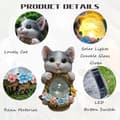 Miniatyrbillede 6 af 8: Bomclap Solar Garden Statue Udendørs Kat Statue Boligindretning, Solar Lights Udendørs Vandtæt, Havedekoration til Race, Terrasse, Altan, Have