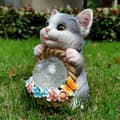 Miniatyrbillede 2 af 8: Bomclap Solar Garden Statue Udendørs Kat Statue Boligindretning, Solar Lights Udendørs Vandtæt, Havedekoration til Race, Terrasse, Altan, Have