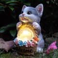 Miniatyrbillede 1 af 8: Bomclap Solar Garden Statue Udendørs Kat Statue Boligindretning, Solar Lights Udendørs Vandtæt, Havedekoration til Race, Terrasse, Altan, Have