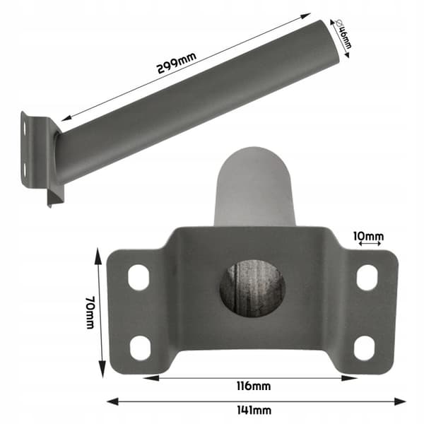 Gadelampeholder Metalmast 48mm Grå Stål