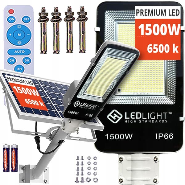 STOR SOLKOLAMPA 1500W KRAFTFULL LED-GATUTRÄDGÅRD FJÄRRKONTROLL justerbar panel
