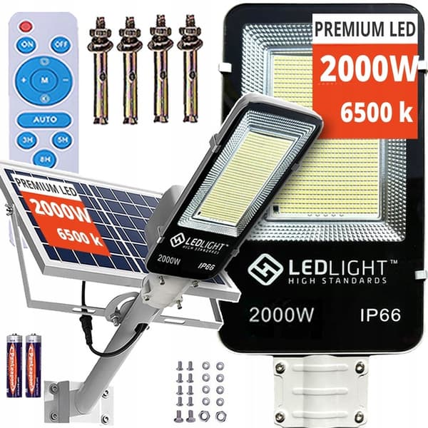 KRAFTFULL LED-SOLCELLAMPA 2000W TRÄDGÅRDSGATULAMPA MED SKYMNINGSSENSOR