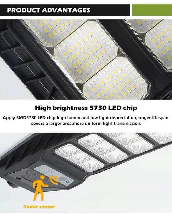 KRAFTFULL SOLAR LED-LAMPA VOGLER 1200W med RADAR-rörelse- och skymningssensor