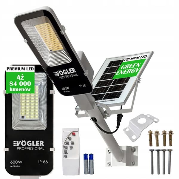 TEHOKAS VOGLER AURINKO-LED-LAMPPU 600 W TUTKALLA, LIIKE- JA HÄMÄRÄTUNNISTIMELLÄ
