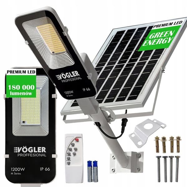 KRAFTFULL LED-SOLCELLAMPA VOGLER 1500W med RADAR-rörelse- och skymningssensor