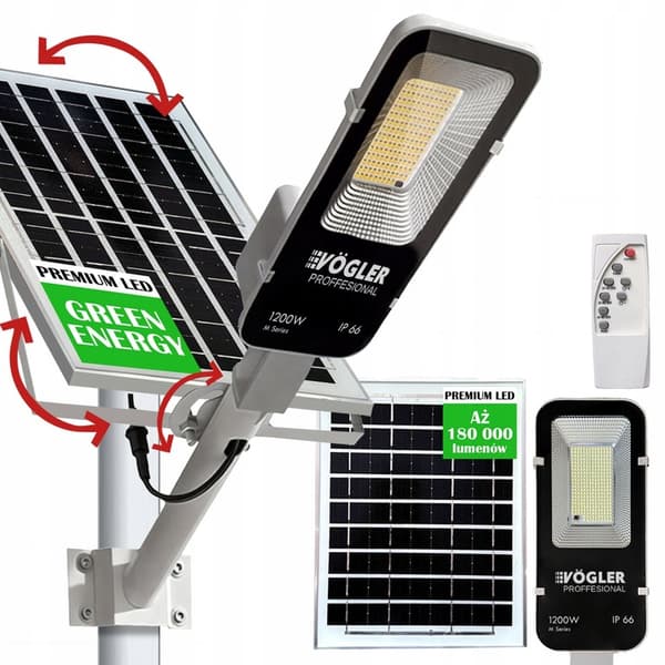 KRAFTFULL LED-SOLCELLAMPA VOGLER 1500W med RADAR-rörelse- och skymningssensor