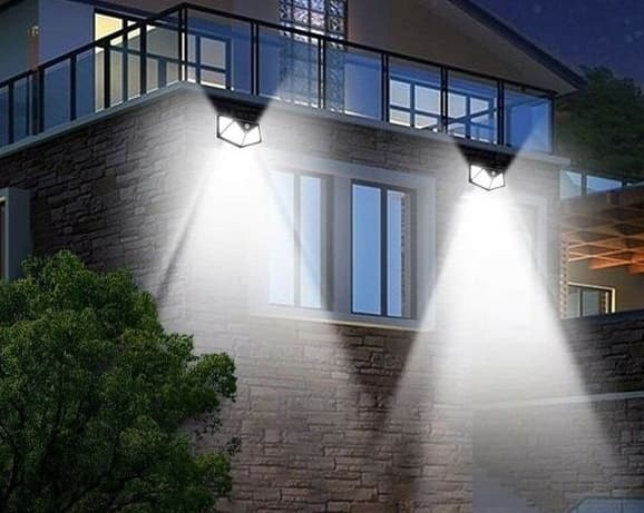 AURINKOPUUTARHAVALAISIN LIIKE- JA HÄMÄRÄTUNNISTIMELLA 100 LED RIPUSTETTAVA SEINÄVALAISIN