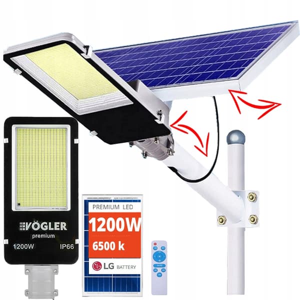 TEHOKAS LED-AURINKOVALAISIN 1200 W HÄMÄRÄSENSORI KATUVALAISIN KAUKOSÄÄTIMELLÄ VÖGLER VP
