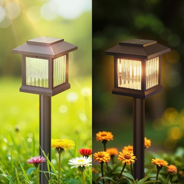 OBOSOE 6-Pak Solcellelamper - 10 timers lystid, 2800K LED, IP44 vandtæt, havedekoration