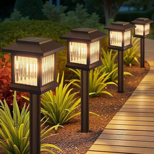 OBOSOE 6-Pak Solcellelamper - 10 timers lystid, 2800K LED, IP44 vandtæt, havedekoration