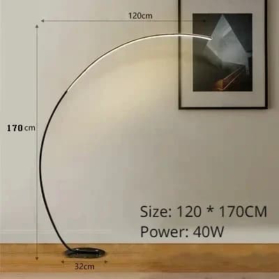 Nordisk LED Golvlampa, Dimbar Belysning, Modern Design,Trikolor dimning, Svart A