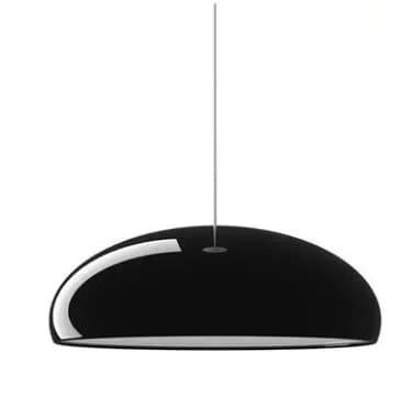 Italiensk Pendellampe, Metal Konstruktion, Minimalistisk Design,dia 35 cm, sort, Ingen pære