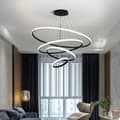 Miniatyrbillede 2 af 2: LED Cirkulær Pendellampe, Uendelig Dæmpning, Moderne Design,3ring 40x60x80cm, Sort, Uendelig dæmpning