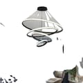 Miniatyrbillede 1 af 2: LED Cirkulær Pendellampe, Uendelig Dæmpning, Moderne Design,3ring 40x60x80cm, Sort, Uendelig dæmpning