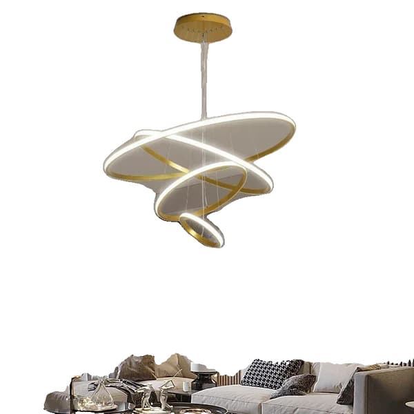 LED Cirkulär Pendellampa, Oändlig Dämpning, Modern Design,Oändlig dimning, 3ring 20x40x60cm, Guld