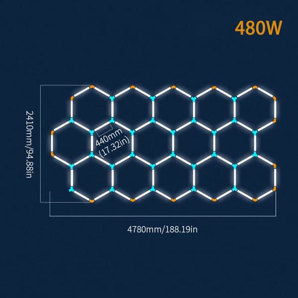 Hexagonal Loftlampe, 6000-6500K Farvetemperatur, 90 CRI, 270° Strålevinkel,HC-4724-440