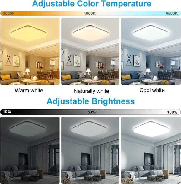 24W Multi-Farvet LED Loftlampe, Dæmpbar Lysstyrke, Justerbar Farvetemperatur, Nattelys Tilstand