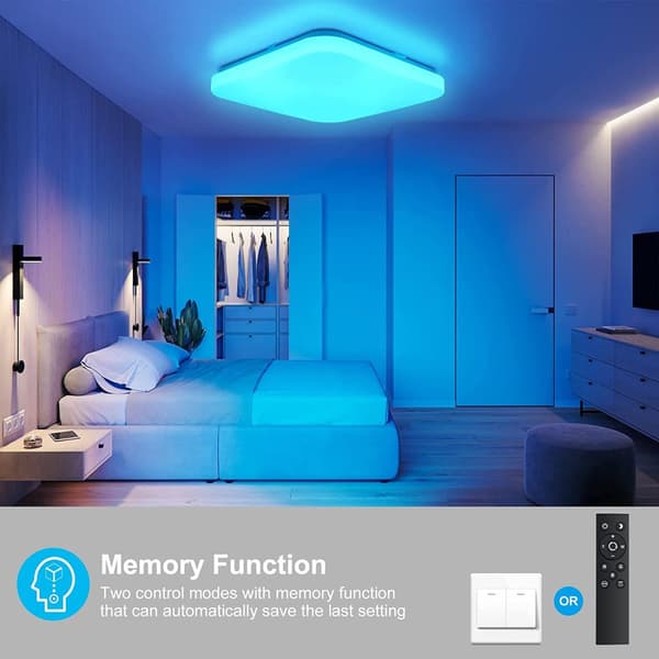 24W Multi-Farvet LED Loftlampe, Dæmpbar Lysstyrke, Justerbar Farvetemperatur, Nattelys Tilstand