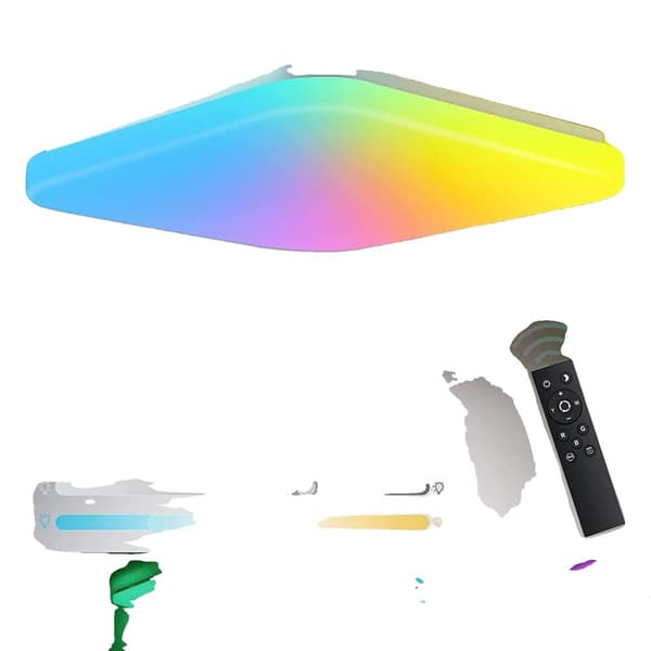24W Multi-Farvet LED Loftlampe, Dæmpbar Lysstyrke, Justerbar Farvetemperatur, Nattelys Tilstand