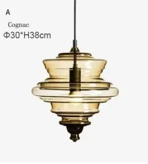 Moderne Pendelkrone, Mælkehvidt Glas, Kognac Glas,A- Cognac glas, Varmt lys