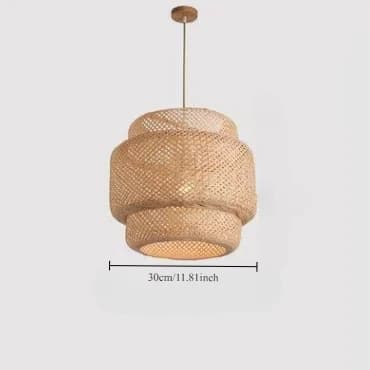 Moderne Bambus Pendellampe, Vævet Skærm, Flere Størrelsesmuligheder,Ingen pære, 30CM