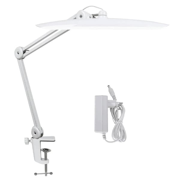 LED Arbejdsbordlampe, 1600 Lumen Lysstyrke, Justerbar Metal Svingarm,EU, HVID