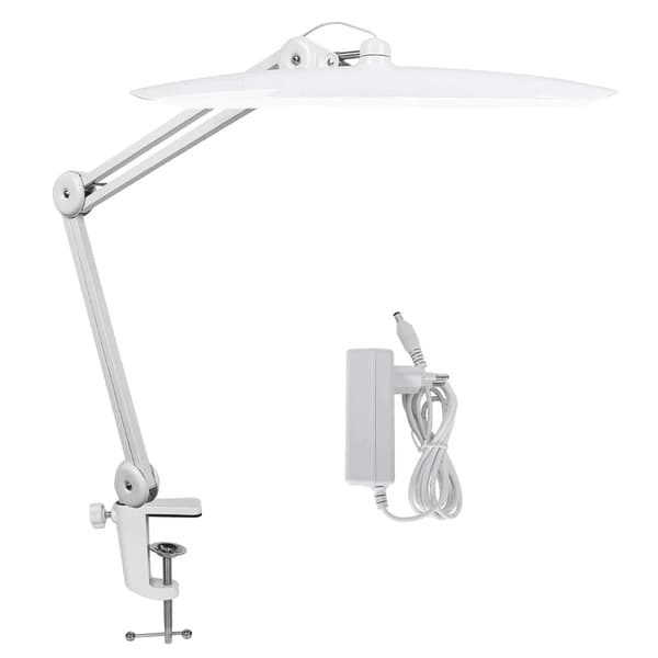 LED Arbejdsbordlampe, 1600 Lumen Lysstyrke, Justerbar Metal Svingarm,EU, HVID
