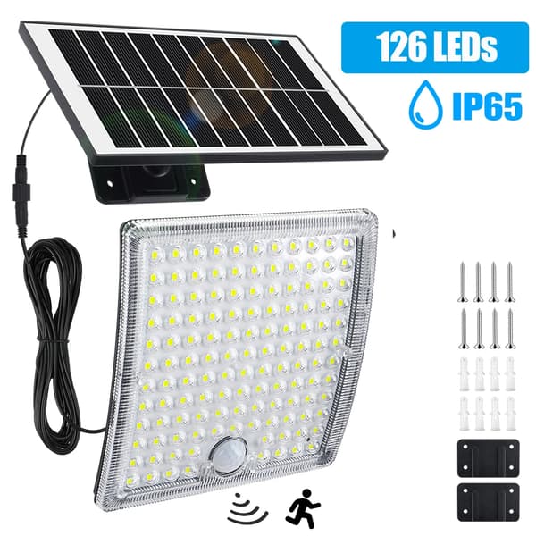 Aurinkoinen LED-tulvalaite, 126/184 LEDiä, IP65 vesitiivis luokitus,126 LEDiä