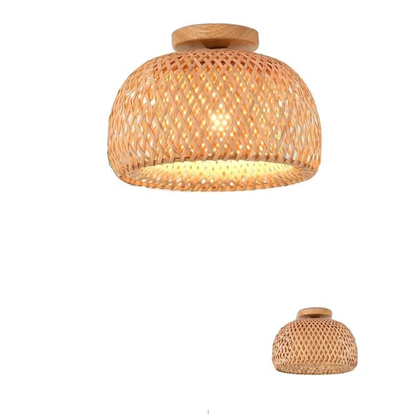 Handgjord Bambuskrona, E26 Lampa, Max 60W,Ingen glödlampa, 28 cm