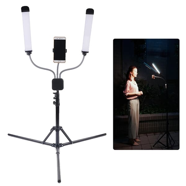 Dubbelarmad LED-lampa, justerbar ljusstyrka, 3000K-6000K,fylla ljus