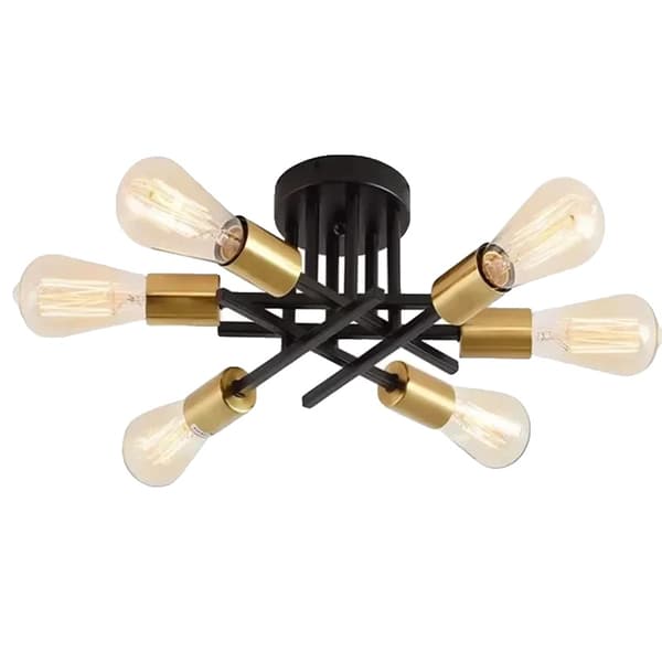 Loftlampe, Vintage Stil, 4 eller 6 Lyskilder,Gyldne 6 Hoveder, Ingen pære