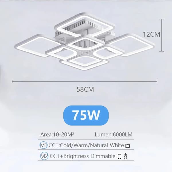 Loftlampe, 60W/75W effekt, uendeligt dæmpbar belysning,Hvid 4 og 4