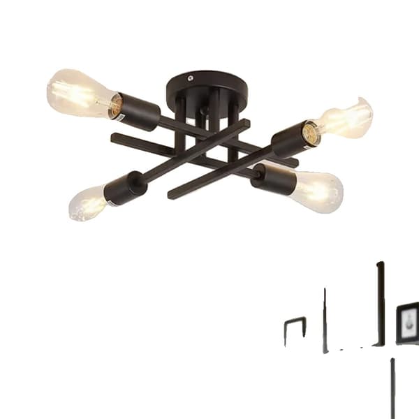 Loftlampe, Vintage Stil, 4 eller 6 Lyskilder,Sort 4 Hoveder, Ingen pære