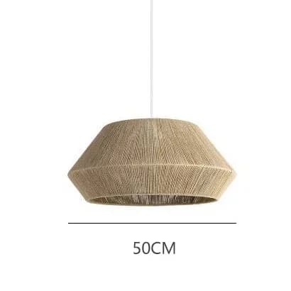 Handgjord Vävd Rattankrona, Kinesisk Stil, E27 Sockeltyp,Khaki B 50 cm, LED varm ljus