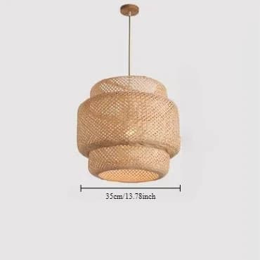 Moderne Bambus Pendellampe, Vævet Skærm, Flere Størrelsesmuligheder,Ingen pære, 38CM