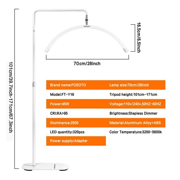 LED Vippelygte, 45W Effekt, Justerbar Lysstyrke,HVID