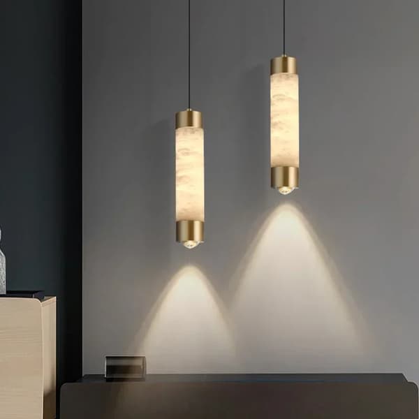Moderne Pendellampe, Poleret Kobberfinish, Justerbar Højde,Varm Hvid, 2STK