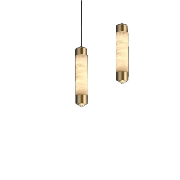 Moderne Pendellampe, Poleret Kobberfinish, Justerbar Højde,Varm Hvid, 2STK
