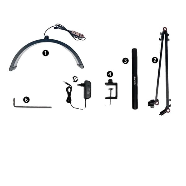 Desktop LED Fyldelys, Justerbar Farvetemperatur, 10 Niveauer af Lysstyrke, 360° Rotérbar,sort