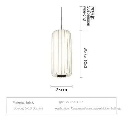 Pendellampe, Ledningsinstallation, Stofskærm, Ikke-dæmpbar,D25cm H50cm, Ingen pære(E27)