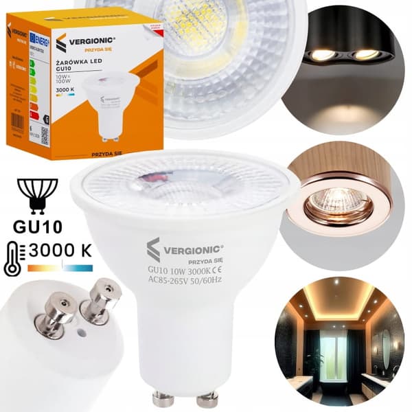 Energibesparende LED-pære GU10 Varmhvid farve 10W