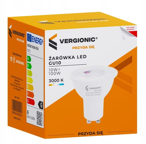 Energibesparende LED-pære GU10 Varmhvid farve 10W
