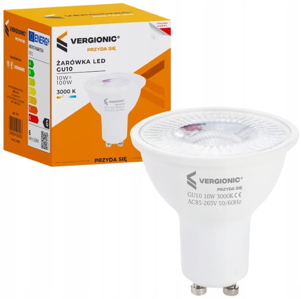 Energibesparende LED-pære GU10 Varmhvid farve 10W
