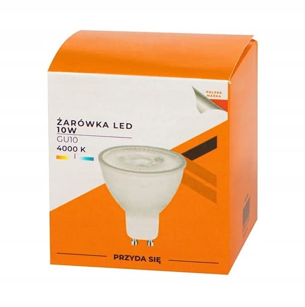 Energibesparende LED-pære GU10 10W 4000K hvid farve
