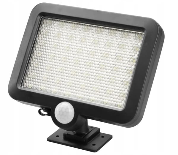 W:n LED-aurinkokäyttöinen valonheitin liike- ja hämärätunnistimella