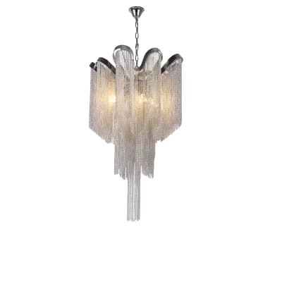 Elegant pendellampe, fire LED-lyskilder, dæmpbar funktionalitet,3 Farveskift, sølvfarvet-40cm