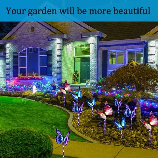 OBOSOE Solar Lights Garden Lights 3-Pack – Värikkäät LED-valot perhosilla ulkokäyttöön